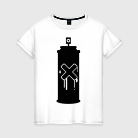 Женская футболка хлопок с принтом Баллончик , 100% хлопок | прямой крой, круглый вырез горловины, длина до линии бедер, слегка спущенное плечо | баллончик | балон | граффити