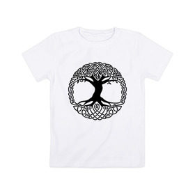 Детская футболка хлопок с принтом Дерево Жизни , 100% хлопок | круглый вырез горловины, полуприлегающий силуэт, длина до линии бедер | Тематика изображения на принте: дерево | древо жизни | дуб | узоры