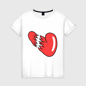 Женская футболка хлопок с принтом Разорваное сердце , 100% хлопок | прямой крой, круглый вырез горловины, длина до линии бедер, слегка спущенное плечо | любовь | разбитая любовь | разбитое сердце | сердце