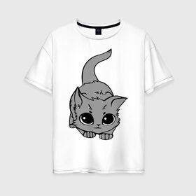 Женская футболка хлопок Oversize с принтом Котенок , 100% хлопок | свободный крой, круглый ворот, спущенный рукав, длина до линии бедер
 | домашние животные | кот | коты | кошка | кошки