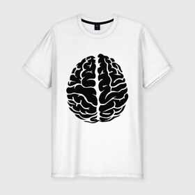 Мужская футболка премиум с принтом Он - мозг , 92% хлопок, 8% лайкра | приталенный силуэт, круглый вырез ворота, длина до линии бедра, короткий рукав | голова | левое и правое полушарие | мозг | он   мозг | открытый мозг | парные | полушарие мозга