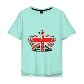 Мужская футболка хлопок Oversize с принтом Корона, флаг Британии , 100% хлопок | свободный крой, круглый ворот, “спинка” длиннее передней части | британия | королевская корона | корона | корона с британским флагом | флаг британии
