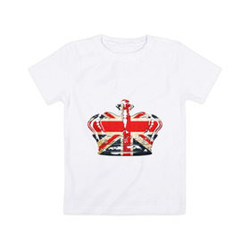 Детская футболка хлопок с принтом Корона, флаг Британии , 100% хлопок | круглый вырез горловины, полуприлегающий силуэт, длина до линии бедер | Тематика изображения на принте: британия | королевская корона | корона | корона с британским флагом | флаг британии