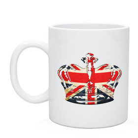 Кружка с принтом Корона, флаг Британии , керамика | объем — 330 мл, диаметр — 80 мм. Принт наносится на бока кружки, можно сделать два разных изображения | Тематика изображения на принте: британия | королевская корона | корона | корона с британским флагом | флаг британии