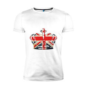 Мужская футболка премиум с принтом Корона, флаг Британии , 92% хлопок, 8% лайкра | приталенный силуэт, круглый вырез ворота, длина до линии бедра, короткий рукав | британия | королевская корона | корона | корона с британским флагом | флаг британии