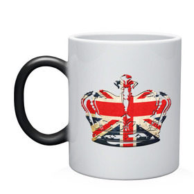 Кружка хамелеон с принтом Корона, флаг Британии , керамика | меняет цвет при нагревании, емкость 330 мл | британия | королевская корона | корона | корона с британским флагом | флаг британии