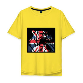 Мужская футболка хлопок Oversize с принтом Британский тигр , 100% хлопок | свободный крой, круглый ворот, “спинка” длиннее передней части | 