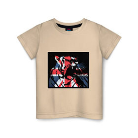 Детская футболка хлопок с принтом Британский тигр , 100% хлопок | круглый вырез горловины, полуприлегающий силуэт, длина до линии бедер | 