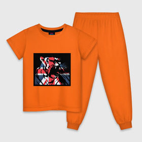 Детская пижама хлопок с принтом Британский тигр , 100% хлопок |  брюки и футболка прямого кроя, без карманов, на брюках мягкая резинка на поясе и по низу штанин
 | 