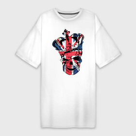 Платье-футболка хлопок с принтом Британский череп ,  |  | great britain | uk | united kingdom | английский флаг | британский флаг | флаг uk | флаг англии | флаг британии | флаг великобритании | череп