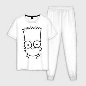 Мужская пижама хлопок с принтом Барт лицо , 100% хлопок | брюки и футболка прямого кроя, без карманов, на брюках мягкая резинка на поясе и по низу штанин
 | simpsons | мультики | мультфильмы | симпсоны
