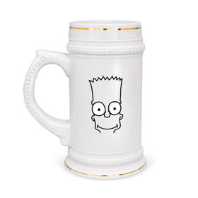 Кружка пивная с принтом Барт лицо ,  керамика (Материал выдерживает высокую температуру, стоит избегать резкого перепада температур) |  объем 630 мл | simpsons | мультики | мультфильмы | симпсоны