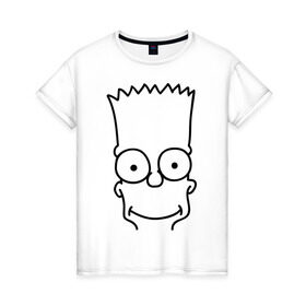 Женская футболка хлопок с принтом Барт лицо , 100% хлопок | прямой крой, круглый вырез горловины, длина до линии бедер, слегка спущенное плечо | simpsons | мультики | мультфильмы | симпсоны