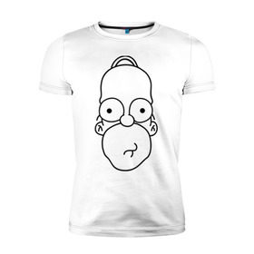 Мужская футболка премиум с принтом Гомер лицо , 92% хлопок, 8% лайкра | приталенный силуэт, круглый вырез ворота, длина до линии бедра, короткий рукав | гомер