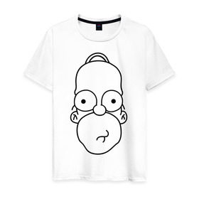 Мужская футболка хлопок с принтом Гомер лицо , 100% хлопок | прямой крой, круглый вырез горловины, длина до линии бедер, слегка спущенное плечо. | гомер