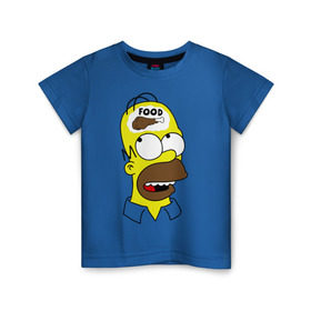 Детская футболка хлопок с принтом Гомер думает о еде , 100% хлопок | круглый вырез горловины, полуприлегающий силуэт, длина до линии бедер | гомер