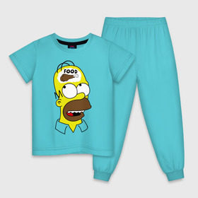 Детская пижама хлопок с принтом Гомер думает о еде , 100% хлопок |  брюки и футболка прямого кроя, без карманов, на брюках мягкая резинка на поясе и по низу штанин
 | гомер