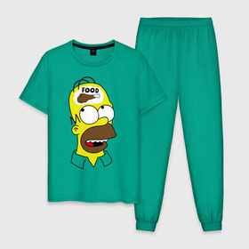 Мужская пижама хлопок с принтом Гомер думает о еде , 100% хлопок | брюки и футболка прямого кроя, без карманов, на брюках мягкая резинка на поясе и по низу штанин
 | гомер