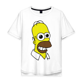 Мужская футболка хлопок Oversize с принтом Гомер с расширенными зрачками , 100% хлопок | свободный крой, круглый ворот, “спинка” длиннее передней части | гомер