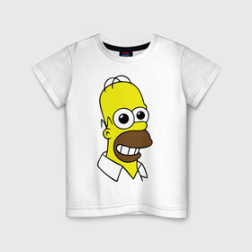 Детская футболка хлопок с принтом Гомер с расширенными зрачками , 100% хлопок | круглый вырез горловины, полуприлегающий силуэт, длина до линии бедер | гомер
