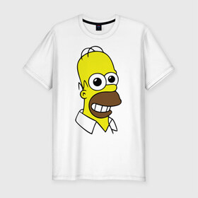 Мужская футболка премиум с принтом Гомер с расширенными зрачками , 92% хлопок, 8% лайкра | приталенный силуэт, круглый вырез ворота, длина до линии бедра, короткий рукав | гомер