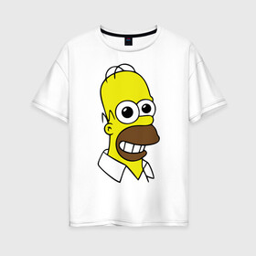 Женская футболка хлопок Oversize с принтом Гомер с расширенными зрачками , 100% хлопок | свободный крой, круглый ворот, спущенный рукав, длина до линии бедер
 | гомер