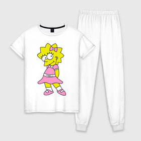 Женская пижама хлопок с принтом Лиза милашка , 100% хлопок | брюки и футболка прямого кроя, без карманов, на брюках мягкая резинка на поясе и по низу штанин | liza | simpsons | мультики | мультфильмы | симпсоны