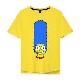 Мужская футболка хлопок Oversize с принтом Мардж лицо , 100% хлопок | свободный крой, круглый ворот, “спинка” длиннее передней части | гомер