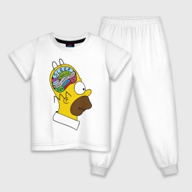 Детская пижама хлопок с принтом Мозг Гомера , 100% хлопок |  брюки и футболка прямого кроя, без карманов, на брюках мягкая резинка на поясе и по низу штанин
 | Тематика изображения на принте: гомер