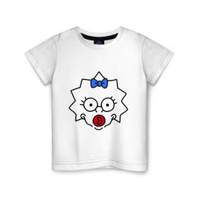 Детская футболка хлопок с принтом Мэгги лицо , 100% хлопок | круглый вырез горловины, полуприлегающий силуэт, длина до линии бедер | simpsons | мультики | мультфильм | симпсоны | симсоны