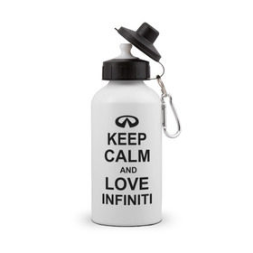 Бутылка спортивная с принтом keep calm and love infiniti , металл | емкость — 500 мл, в комплекте две пластиковые крышки и карабин для крепления | Тематика изображения на принте: автомобили | машины | сохраняй спокойствие и люби инфинити | тачки