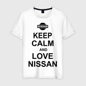 Мужская футболка хлопок с принтом Keep calm and love nissan , 100% хлопок | прямой крой, круглый вырез горловины, длина до линии бедер, слегка спущенное плечо. | Тематика изображения на принте: автомобили | машины | сохраняй спокойствие и люби ниссан | тачки