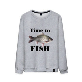 Мужской свитшот хлопок с принтом Time to fish. , 100% хлопок |  | 