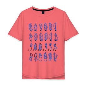 Мужская футболка хлопок Oversize с принтом Рыбацкие узлы , 100% хлопок | свободный крой, круглый ворот, “спинка” длиннее передней части | для рыбака | морские узлы | подарок рыбаку | рыбаку | рыбалка | узлы