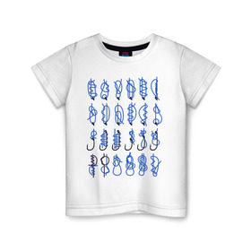 Детская футболка хлопок с принтом Рыбацкие узлы , 100% хлопок | круглый вырез горловины, полуприлегающий силуэт, длина до линии бедер | для рыбака | морские узлы | подарок рыбаку | рыбаку | рыбалка | узлы