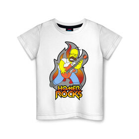 Детская футболка хлопок с принтом Homer Rocks , 100% хлопок | круглый вырез горловины, полуприлегающий силуэт, длина до линии бедер | гомер