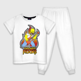 Детская пижама хлопок с принтом Homer Rocks , 100% хлопок |  брюки и футболка прямого кроя, без карманов, на брюках мягкая резинка на поясе и по низу штанин
 | Тематика изображения на принте: гомер
