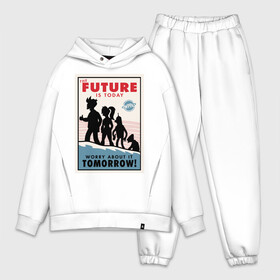Мужской костюм хлопок OVERSIZE с принтом Futurama poster ,  |  | futurama | future is today | бендер | лила | постер футурамы | фрай | футурама