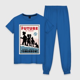 Женская пижама хлопок с принтом Futurama poster , 100% хлопок | брюки и футболка прямого кроя, без карманов, на брюках мягкая резинка на поясе и по низу штанин | futurama | future is today | бендер | лила | постер футурамы | фрай | футурама