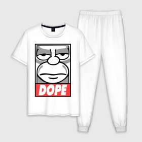 Мужская пижама хлопок с принтом Homer dope , 100% хлопок | брюки и футболка прямого кроя, без карманов, на брюках мягкая резинка на поясе и по низу штанин
 | гомер