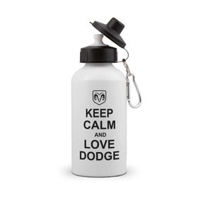 Бутылка спортивная с принтом keep calm and love dodge , металл | емкость — 500 мл, в комплекте две пластиковые крышки и карабин для крепления | Тематика изображения на принте: авто | додж | сохраняй спокойствие и люби додж | тачки