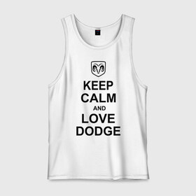 Мужская майка хлопок с принтом keep calm and love dodge , 100% хлопок |  | Тематика изображения на принте: авто | додж | сохраняй спокойствие и люби додж | тачки