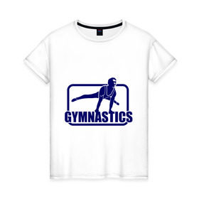 Женская футболка хлопок с принтом Gimnastic (Гимнастика) , 100% хлопок | прямой крой, круглый вырез горловины, длина до линии бедер, слегка спущенное плечо | sport | брусья | гимнаст | снаряд | спортсмен | тренировка | упражнения