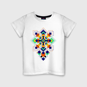 Детская футболка хлопок с принтом Summer geometry , 100% хлопок | круглый вырез горловины, полуприлегающий силуэт, длина до линии бедер | геометрия | ромбики | узоры | фигуры