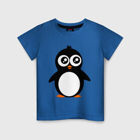 Детская футболка хлопок с принтом Милый пингвин. , 100% хлопок | круглый вырез горловины, полуприлегающий силуэт, длина до линии бедер | Тематика изображения на принте: животные | милые создания | пингвинчик