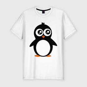 Мужская футболка премиум с принтом Милый пингвин. , 92% хлопок, 8% лайкра | приталенный силуэт, круглый вырез ворота, длина до линии бедра, короткий рукав | животные | милые создания | пингвинчик