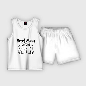 Детская пижама с шортами хлопок с принтом Best Mom ever (самая лучшая мама) ,  |  | Тематика изображения на принте: бест мам | мама | подарки родным | подарок маме