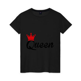 Женская футболка хлопок с принтом Королева , 100% хлопок | прямой крой, круглый вырез горловины, длина до линии бедер, слегка спущенное плечо | queen | корона | царица