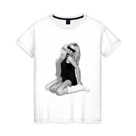 Женская футболка хлопок с принтом Бритни Спирс , 100% хлопок | прямой крой, круглый вырез горловины, длина до линии бедер, слегка спущенное плечо | britney | spears | знаменитости | знаменитые личности | селебрити | суперзвезда