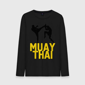 Мужской лонгслив хлопок с принтом Муай тай (Muay Thai). , 100% хлопок |  | Тематика изображения на принте: бойцы | бокс | боксеры | спортивные | тайский бокс